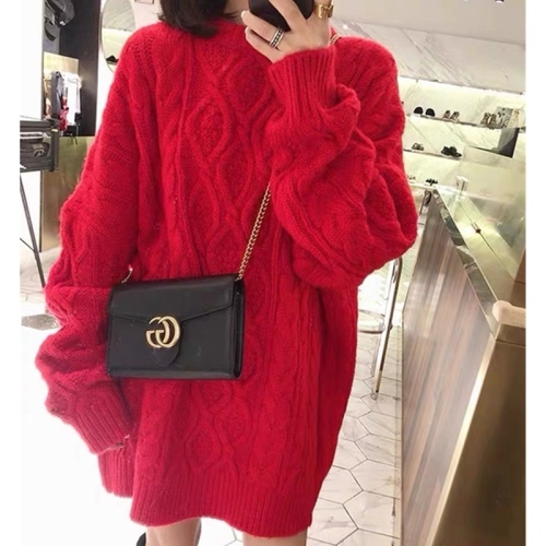 Large size sweater women's Korean version fashion loose large version lazy wind twist Pullover mid length women's 2020 new autumn and winter