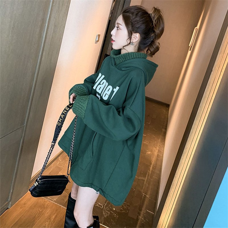 Hooded high neck sweater women's autumn / winter 2020 new Korean long sleeve top with thick and plush loose and fashionable ins