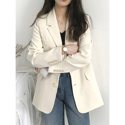 Small suit jacket female  spring and autumn new high-end design sense niche casual white suit top