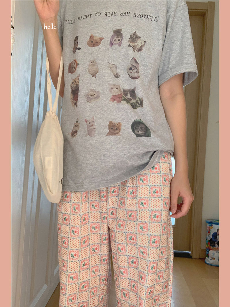 Real shooting funny ghost horse cute cat star people all kinds of cats Short Sleeve T-Shirt Top short sleeve summer