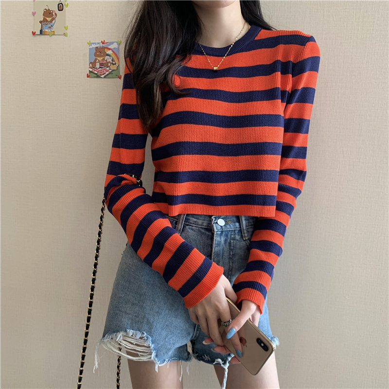 Real price new Hanfeng Pullover stitching languid long sleeve T-shirt
