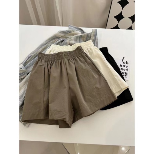 Pure cotton summer versatile high-waist Korean style loose casual straight a-line waist hot pants