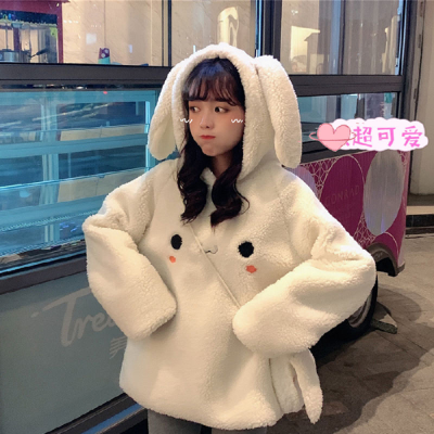 2022 new lamb velvet embroidered sweater autumn and winter loose korean trend plus velvet thick women send bags
