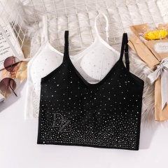 Bright diamond back bra with diamond underwear suit women's small breasts gather to flirt