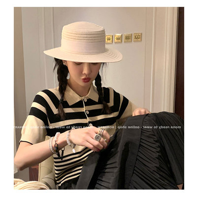 2022 spring striped shirt with undersleeve