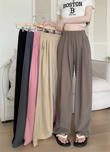 Real shots of ice silk wide-leg pants, high-waist drape, casual Japanese cotton and linen lazy Yamamoto pants, pleated straight pants