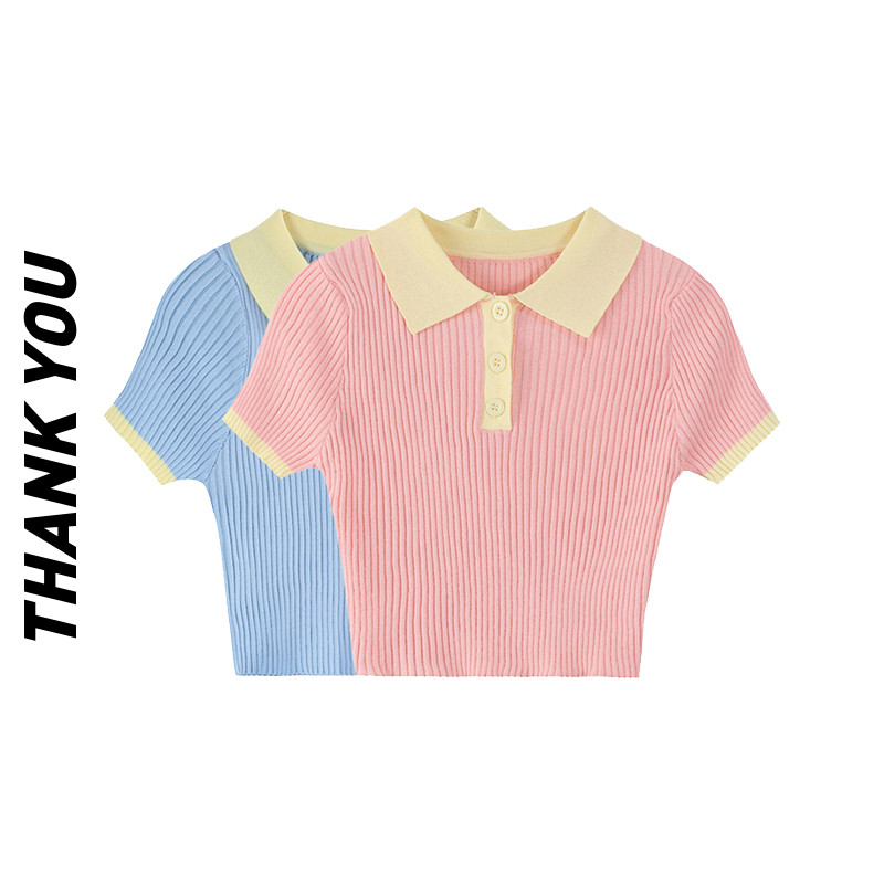 Sweet and spicy style t-shirt t-shirt women's summer 2022 new slim fit short Polo green top