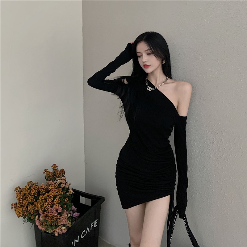 2023 Spring New Sexy Strapless Temperament Slim Irregular Hip Skirt Short Skirt Slim Tight Dress