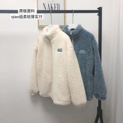 Lamb wool thickened short coat women's autumn and winter new Korean loose coat versatile casual coat