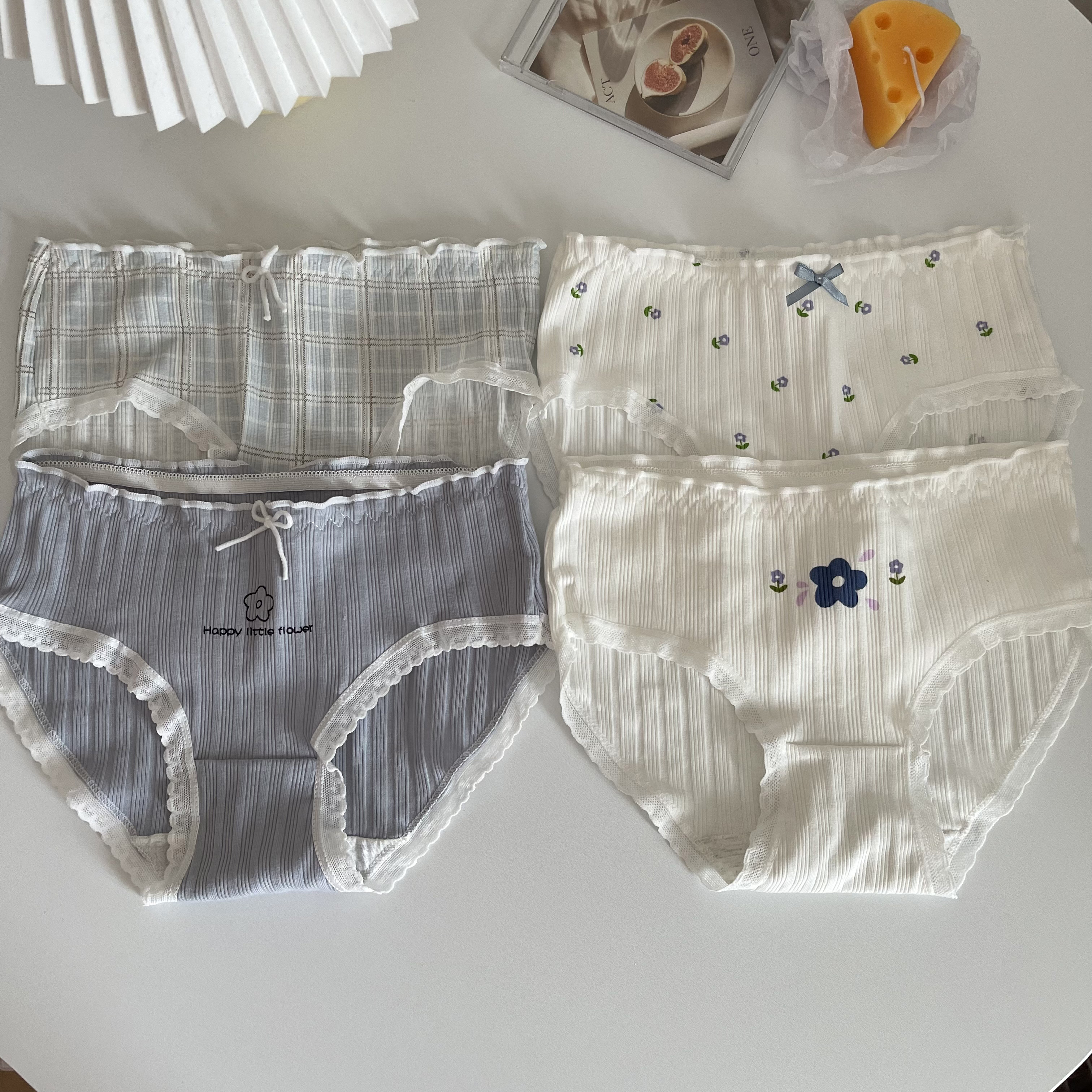 Real price Japanese cute sweet girl middle waist cotton underwear women's briefs 4 Pack