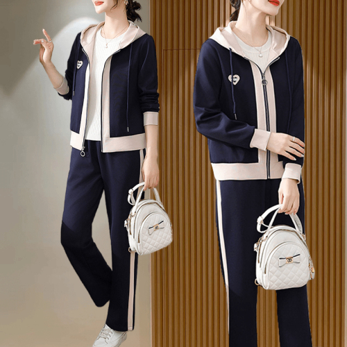 Women's Autumn/Winter Sportswear Set 2024 New Loose Plus Size Mother Hooded Fashion Casual Two-Piece Set