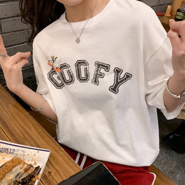 Qianfu family Mickey cooperation letter printed short sleeve T-shirt women's spring new Korean versatile loose top