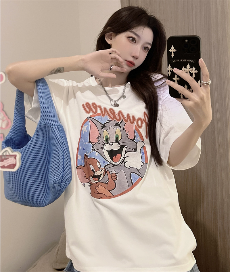 Real price 100% cotton 200g pure cotton summer dress pure cotton short sleeve T-shirt women's loose large version