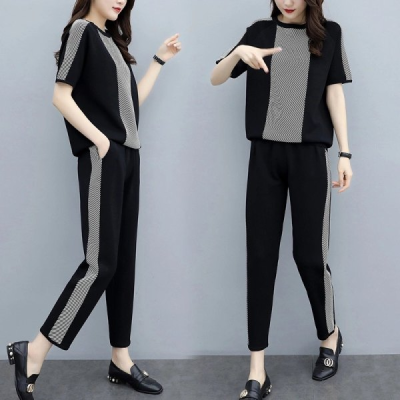 2021 summer new Korean women's loose fashion thin knitting suit women's casual French niche two piece set
