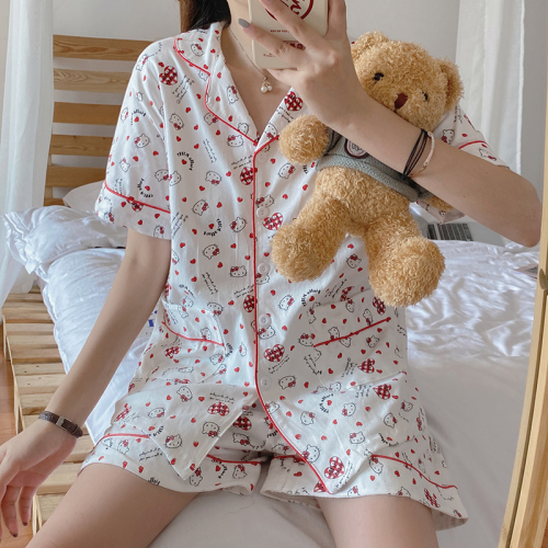 Real pajamas women's summer new net red suit women's fashion foreign style thin home clothes women