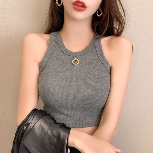 Real shot Small camisole women's wear inside and outside summer net red hot style tube top short section navel sleeveless top