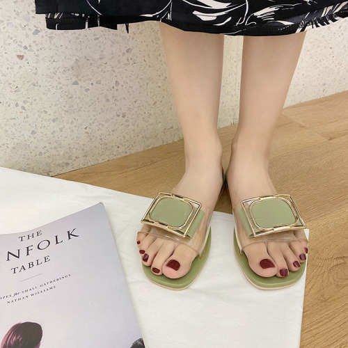 Real price!! Square buckle sandals, antiskid beach shoes, flat bottom slippers