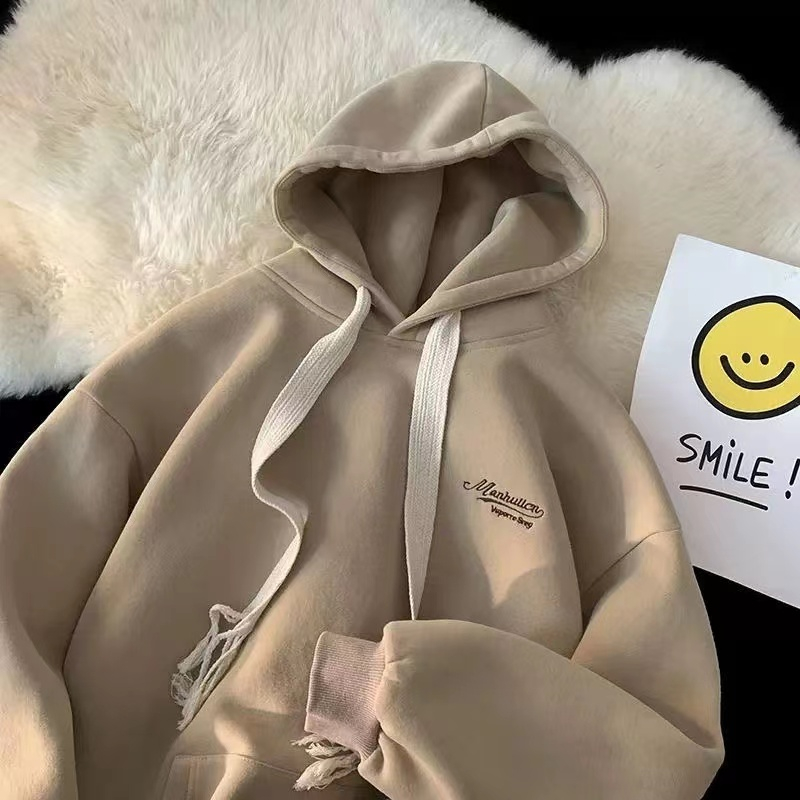 Fleece sweater women's winter oversize thick coat 2022 new hooded couple tops ins tide