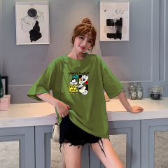 2020 summer 180 double round neck short sleeve T-shirt women's loose large women's fashion new