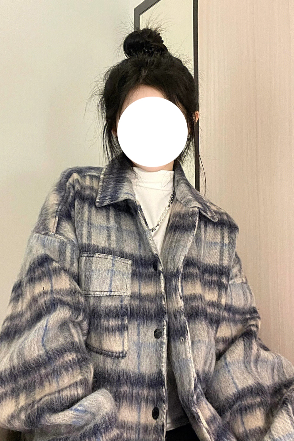 2022 new American retro loose vintage high-end sense slim and small plaid slim jacket