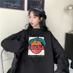 Real autumn new Korean stand neck cartoon letter print cute students ins loose dress girl