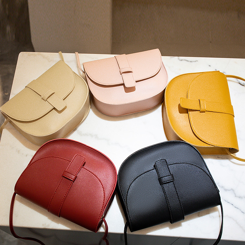 Trendy solid color saddle bag 2022 Japanese Korean style shell women's bag Single Shoulder Bag Messenger personalized mobile phone small bag