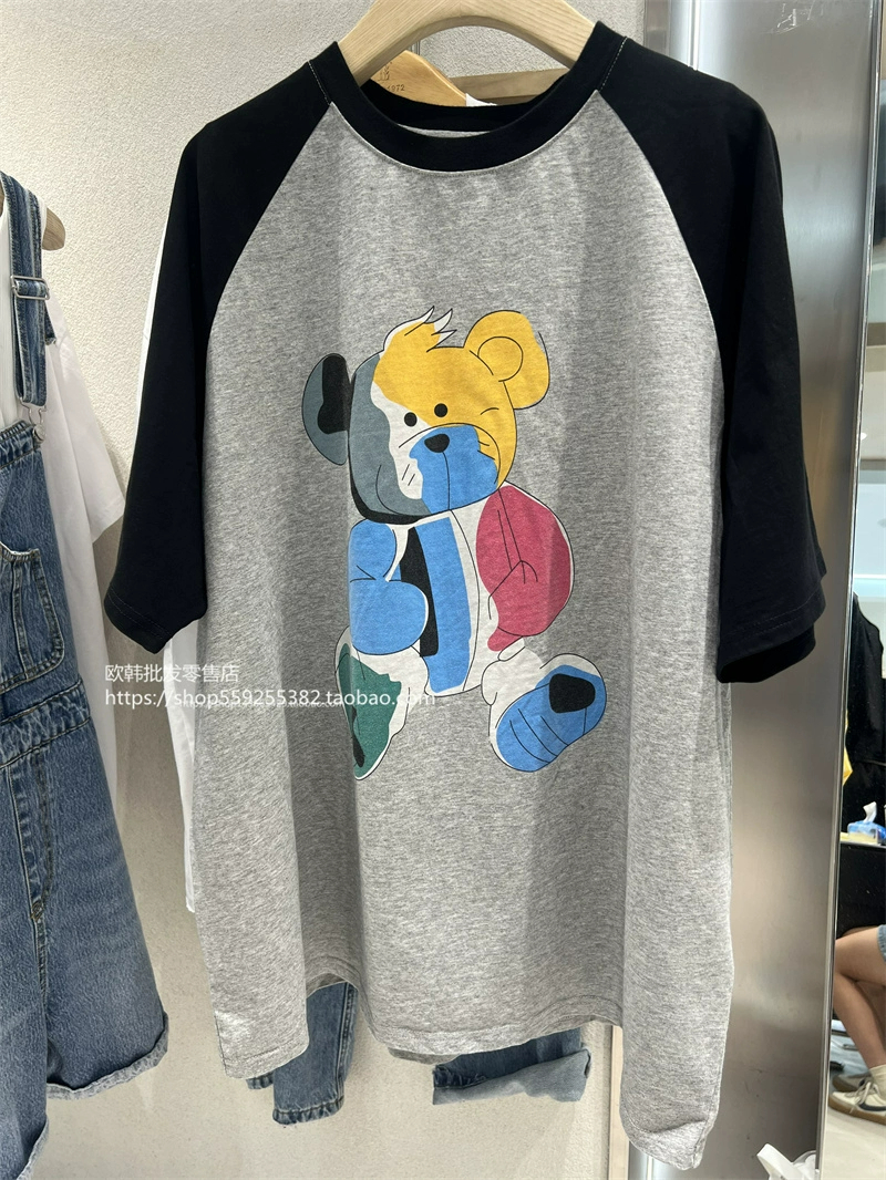 2023 new cotton back wrap collar American retro short-sleeved t-shirt women's summer design sense niche ins trendy brand