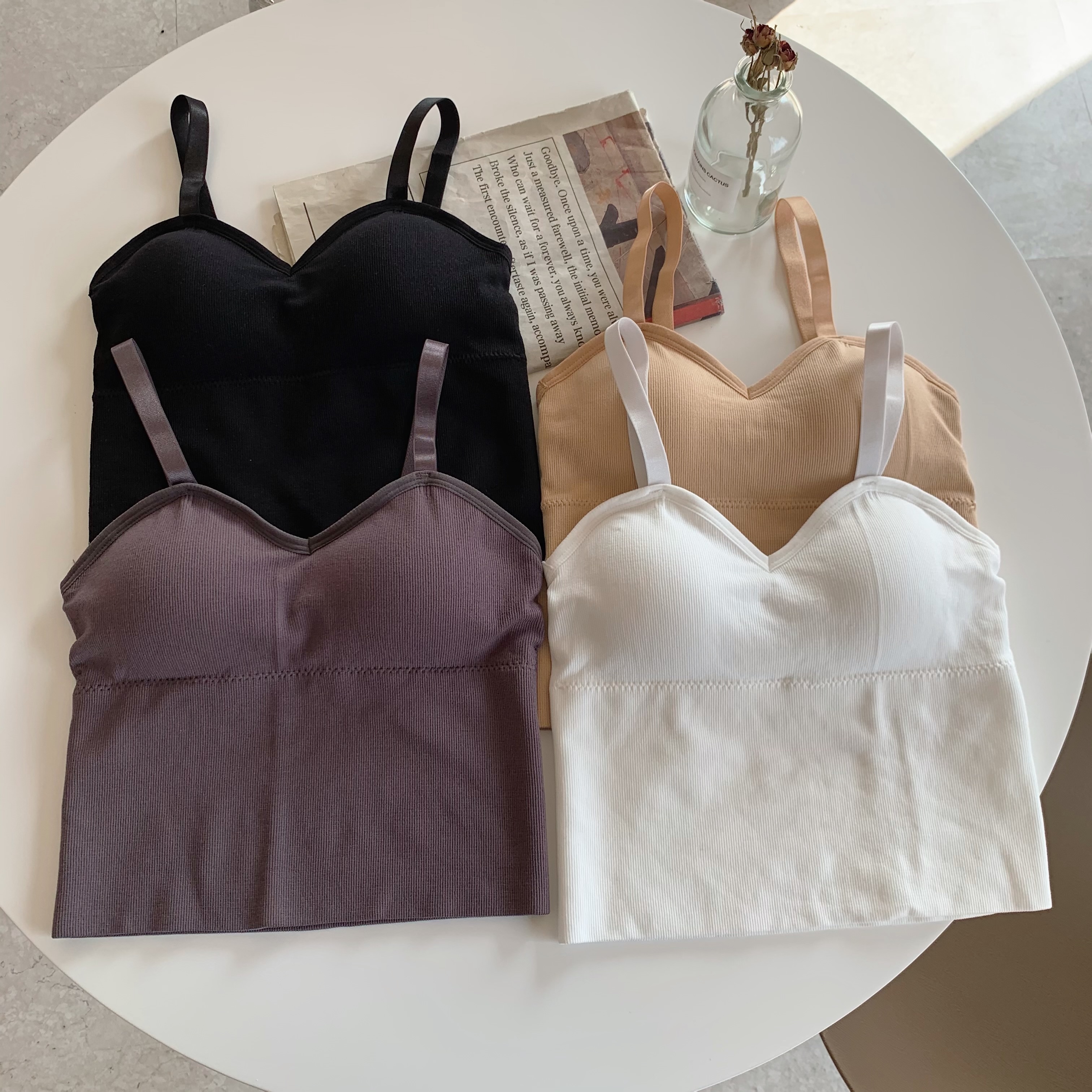 Real shooting of breast wrapped women's bra new small chest gathered with breast cushion U-shaped beautiful back with sports suspender bra underwear