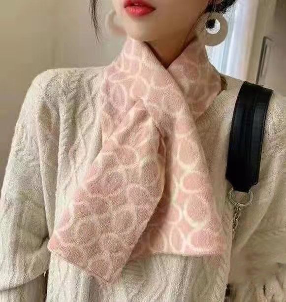 Wool knitted small scarf short women's autumn and winter Korean version versatile winter warm neck protection cross Bib ins