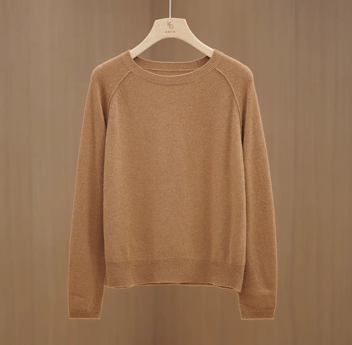 K-gold cashmere sweater solid color round neck Western style wild cashmere sweater autumn and winter sweater