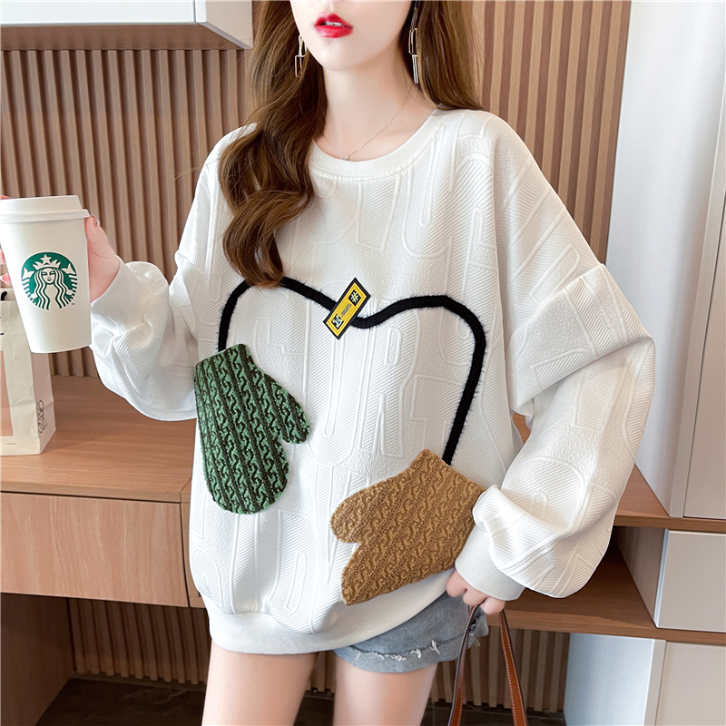 Real shot plaid jacquard spring and autumn Korean version loose design sense minority color matching design sense thin sweater women