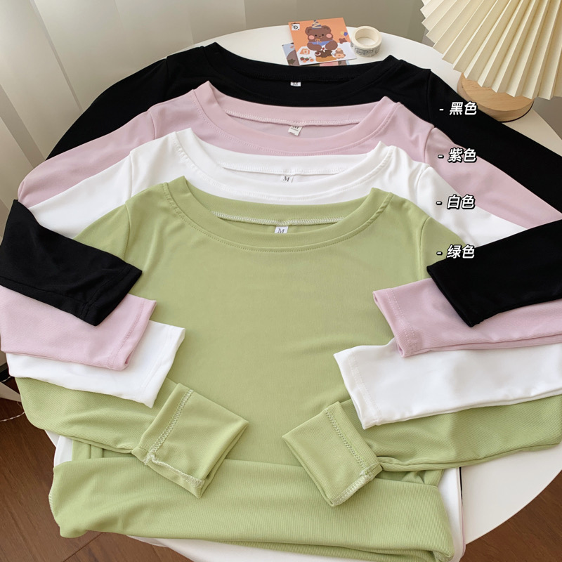 Real shooting real price ~ Autumn and winter super versatile low-neck velvet plus velvet heating warm long-sleeved bottoming shirt