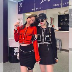 "Afternoon tea" color contrast fake pocket knitted cardigan is sweeter than full table tea break