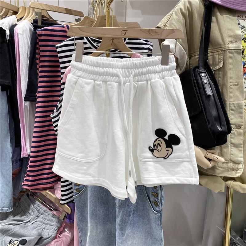 Net red Mickey sports shorts women's summer new loose and thin wide leg elastic high waist casual hot pants