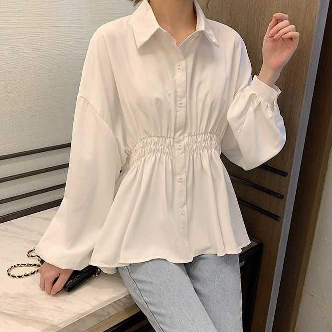 Skirt small shirt women's autumn 2020 new Korean design sense small foreign style long sleeve waisted white shirt top