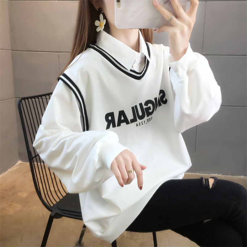 2023 Spring Clothes Real Shot Casual Loose Long Sleeves Large Size Women's Wear Thin Tops Sweatshirts Large Size Student Wear