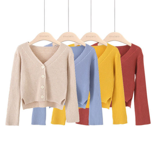 New knitwear women's early autumn 2020 Korean V-neck slim long sleeve ulzzang cardigan jacket short