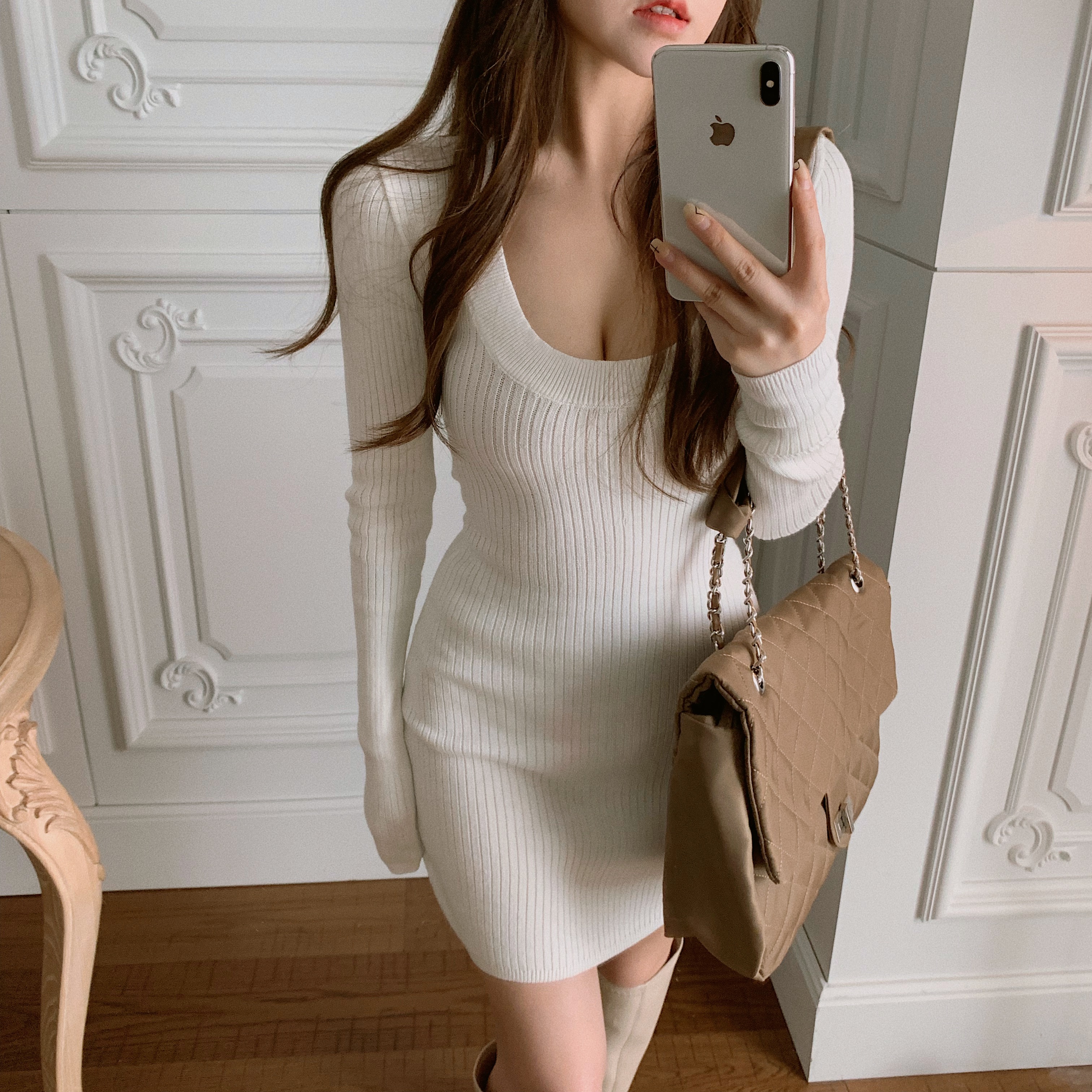 Real shot real price slim knit dress for women in winter