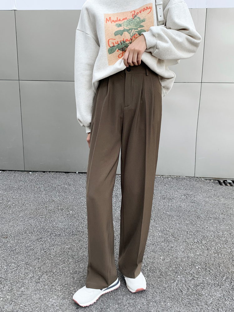 Real-time wide-legged pants women's summer high waist drape casual pants 2022 new straight black suit pants