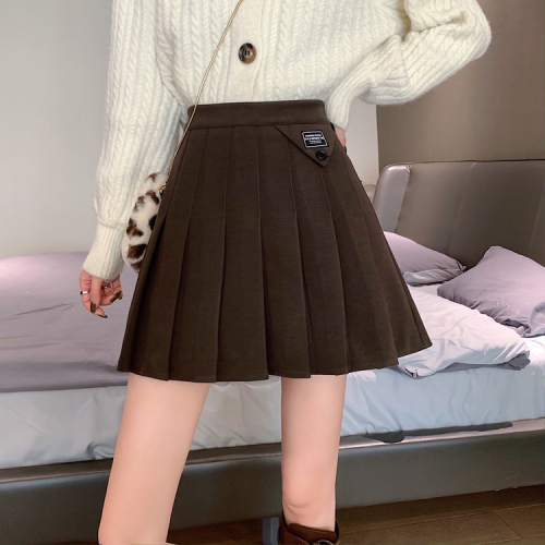 Real price ~ high waist pleated short skirt women's new slim and light proof small A-shaped skirt in autumn and winter 2021