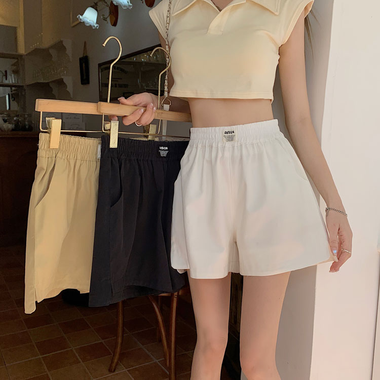 Real price~2023 summer new Korean style elastic waist all-match straight shorts casual pants hot pants women