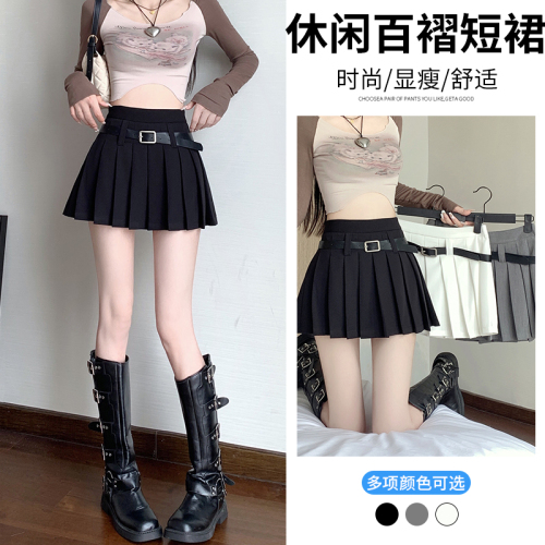 Actual shot of ready-made suit pleated skirt for women 2024 spring new high-waisted versatile A-line skirt slimming short skirt