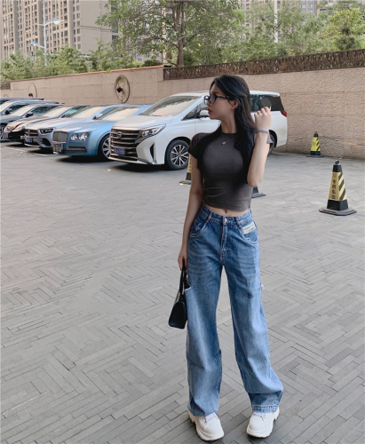 Real shot and real price summer new basic model sexy tight inner base solid color short T-shirt slim fit top