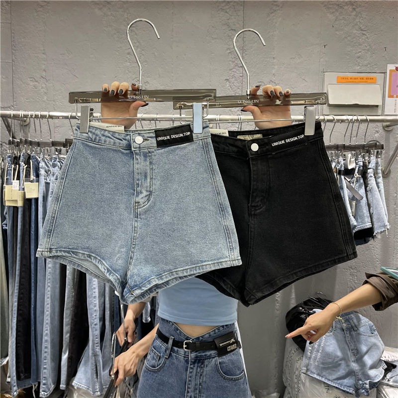 2022 summer new ins super hot large denim shorts women's high waist slim washed a-word loose wide leg pants fashion