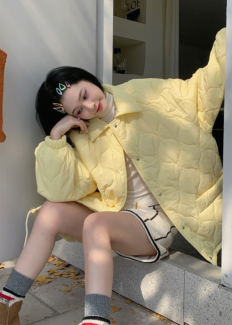 Control 3 Real Price Vitality Girl Autumn and Winter Soft Waxy Cream Yellow Warm Cotton Padded Coat