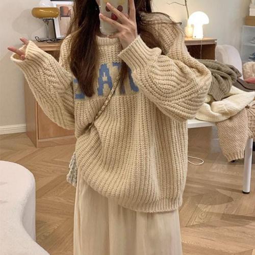Soft waxy fluffy sweater women's thickened sweet lazy style new autumn 2022 foreign style bottoming shirt top