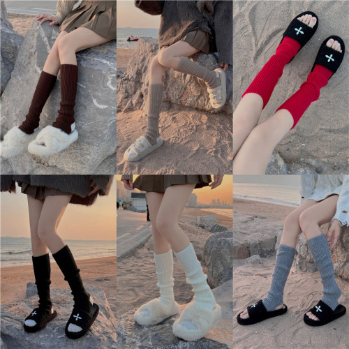 Real shot special offer does not reduce autumn and winter knitted jk socks set foot calf socks leg set warm wool pile pile socks leggings socks