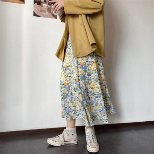 Temperament flower skirt Children Summer 2020 new Korean students loose high waist A-line long skirt ins trend