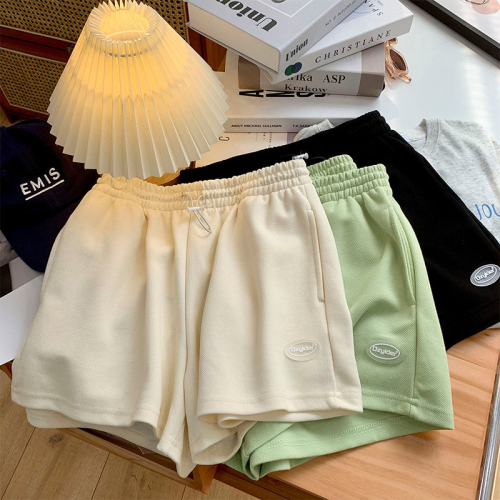 Apple green sports shorts women's loose high waist thin versatile wide leg casual pants hot pants new summer