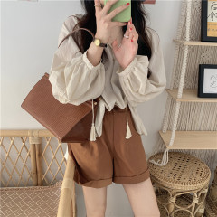 Real price lace lace lace fringe thin sunscreen long sleeve shirt + versatile casual shorts